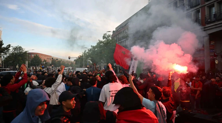 Watch: Moroccan fans clash with Dutch police after Morocco stun Netherlands in WC