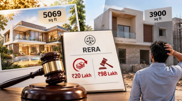 Builder promised 5,069 sq ft, delivered 3,900; RERA orders refund, Rs 98 lakh penalty